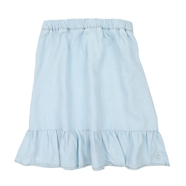 Ruffle blue denim skirt by Tocoto Vintage