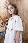 Bib embroidered bubble sleeve dress by Noma