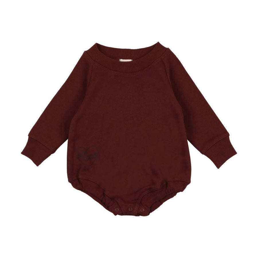 Burgundy sweatshirt romper by Lil leggs