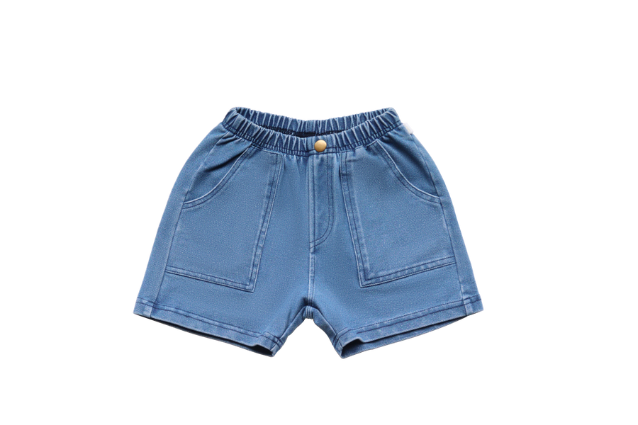 Stonewash blue jean shorts by Crew Basics