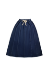 Paneled blue denim maxi skirt by Crew Basics