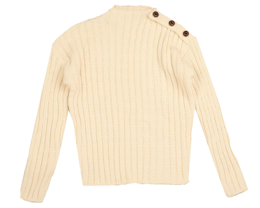 Shoulder button cream chunky knit sweater by Belati