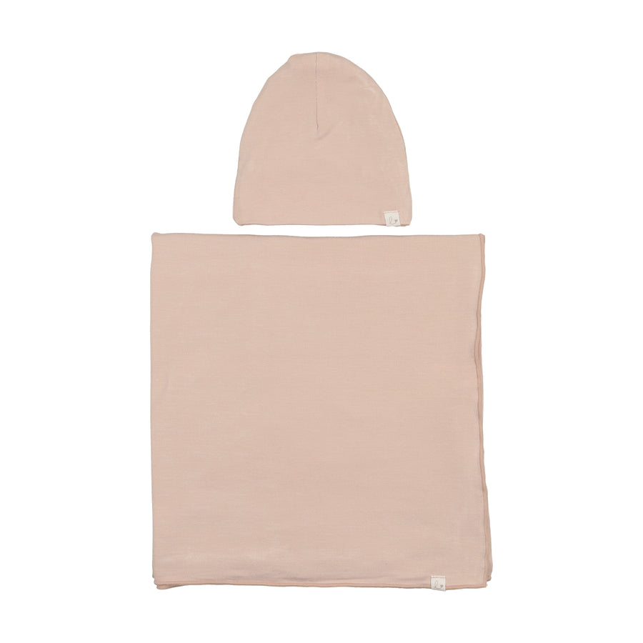 Bamboo pale pink swaddle + beanie by Lilette