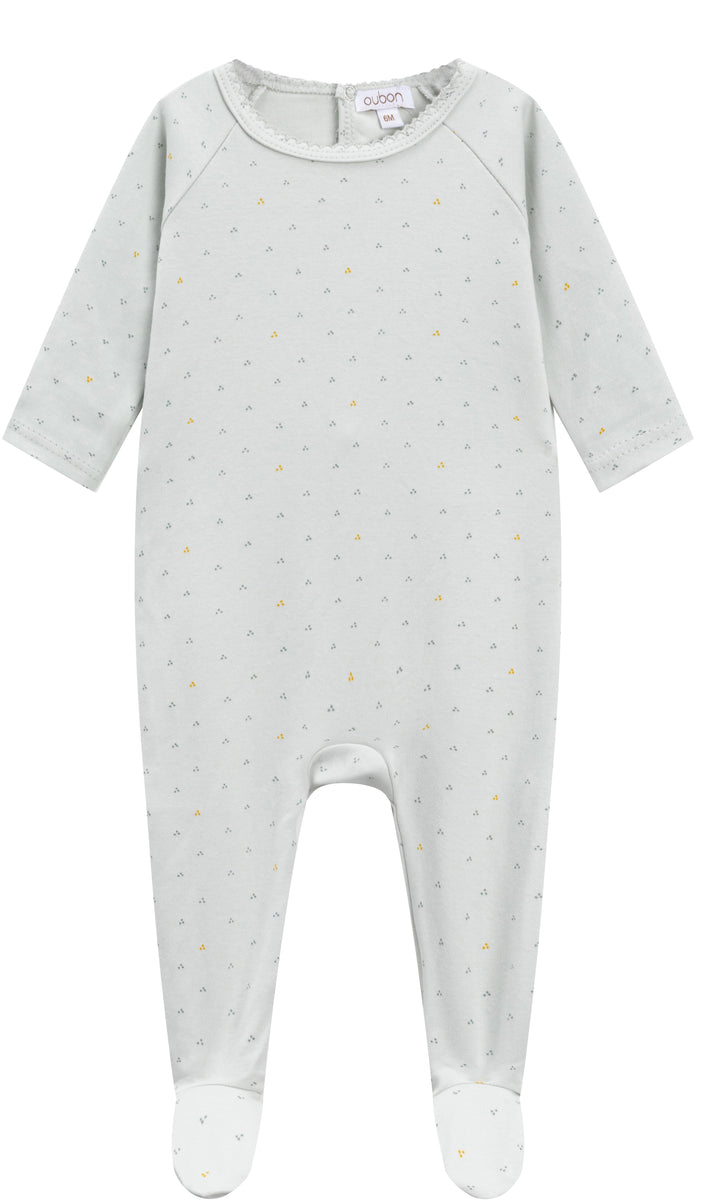 Oubon Dot Footie with Hat - Blue Oubon Dot Footie with Hat - Blue
