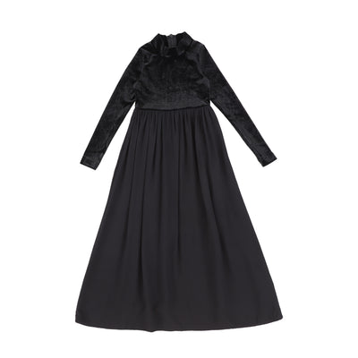 Velour & cupro black maxi dress by Bamboo