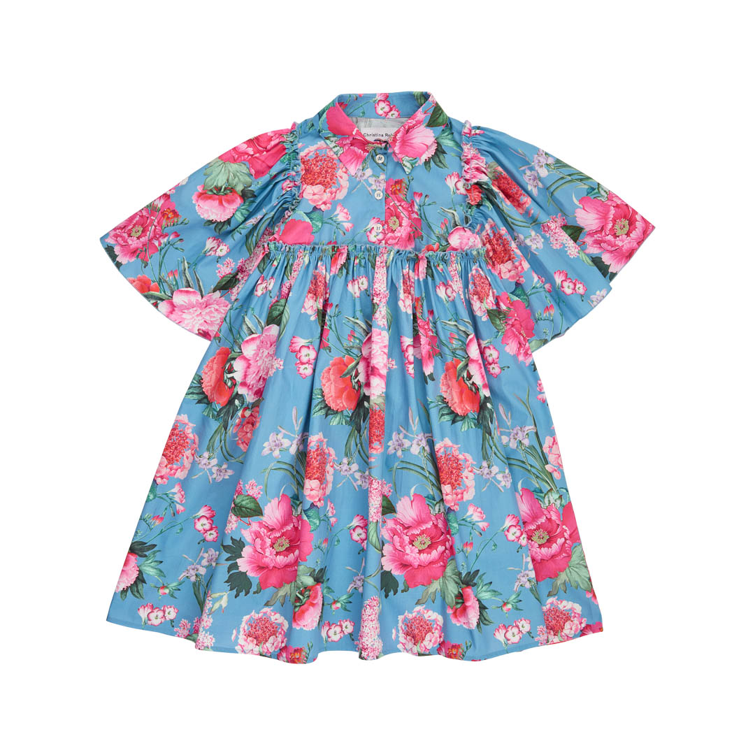 Christina Rohde Gathered pink floral dress Flying Colors Christina Rohde Gathered pink floral dress Flying Colors