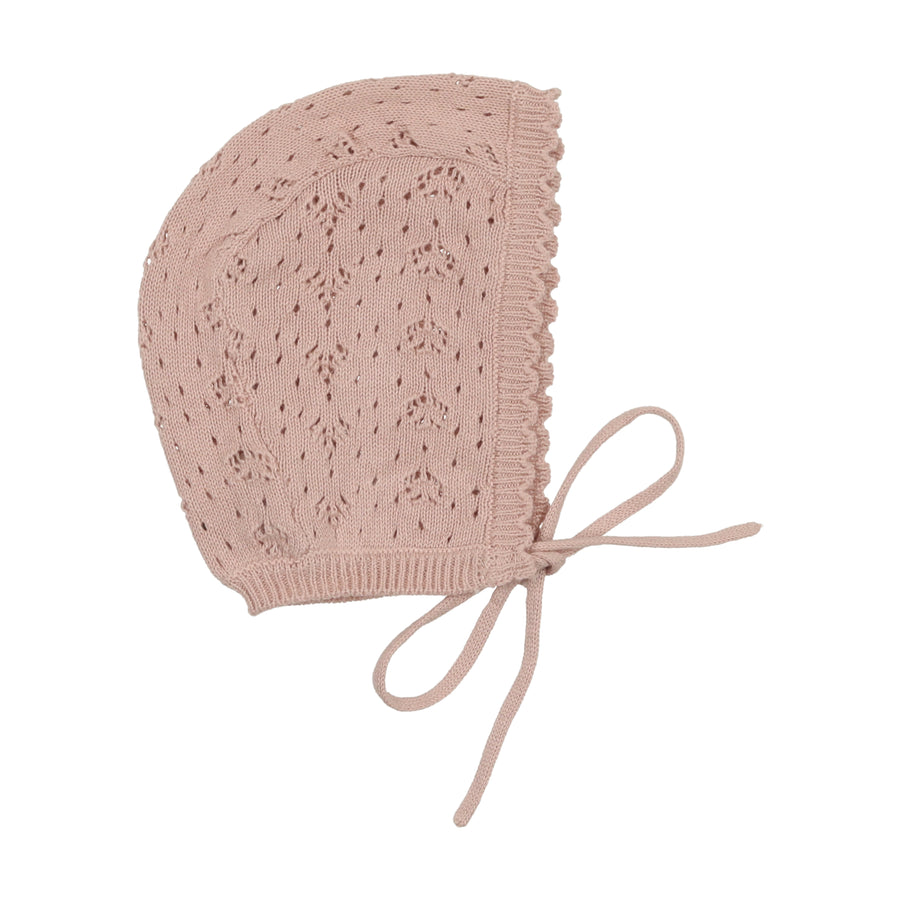 Heart open knit pink cardigan by Lilette