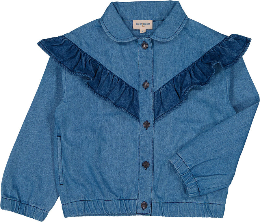 Selma blue denim patchwork jacket by Louis Louise