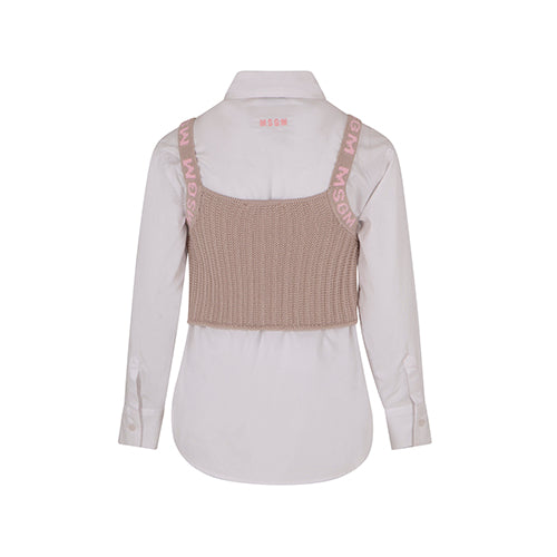 Beige sweater with white shirt by MSGM