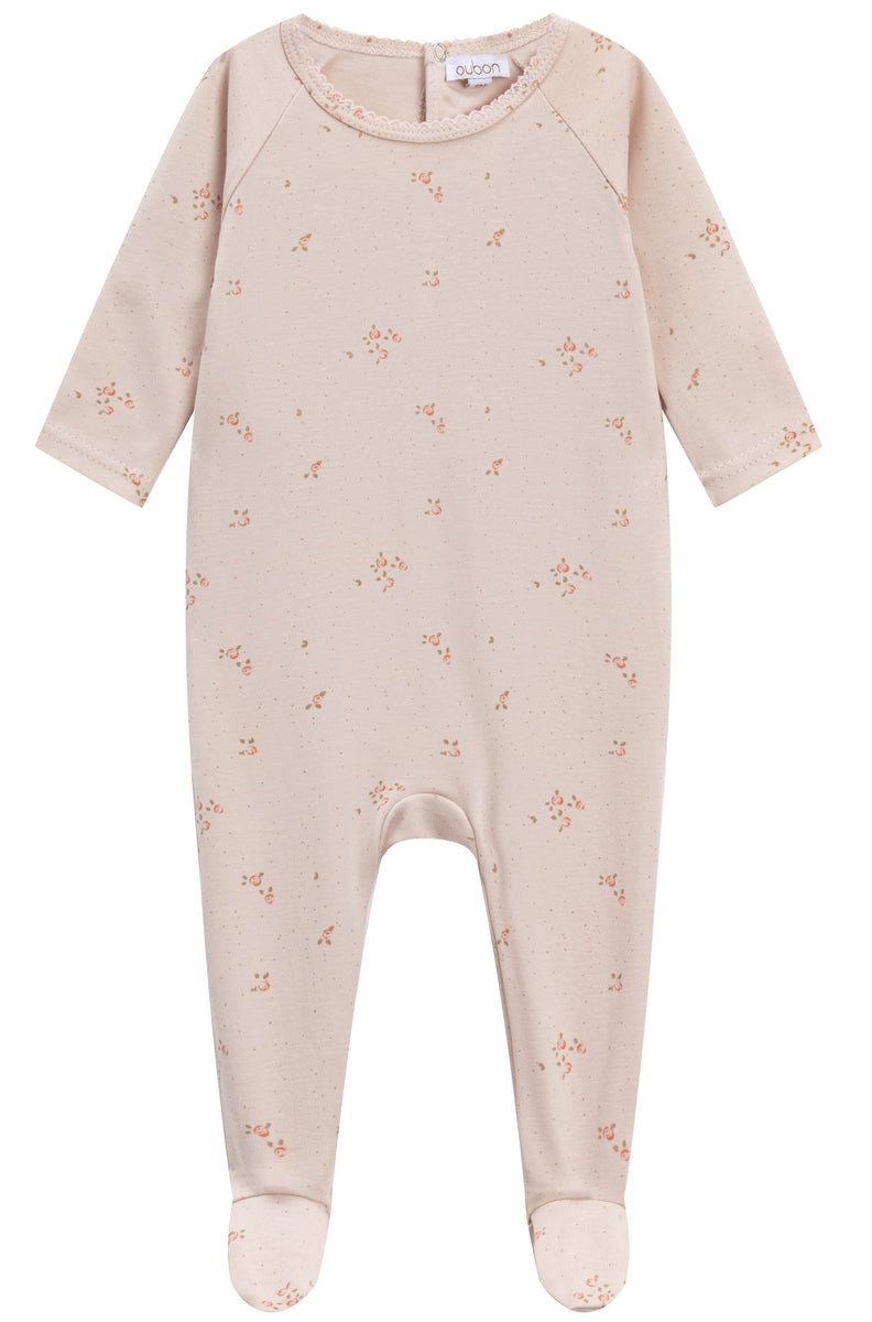 Oubon Floral Footie with Hat - Pink Oubon Floral Footie with Hat - Pink