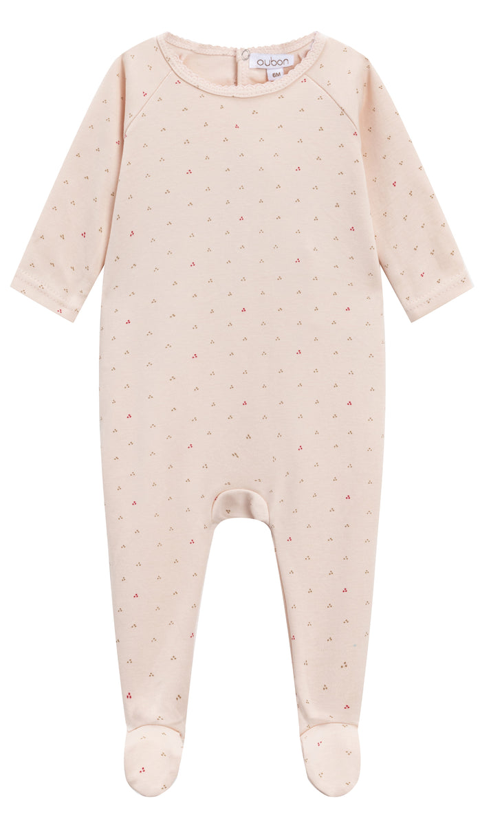 Oubon Embroidered Footie - White Oubon Embroidered Footie - White
