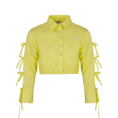 Lime poplin bows shirt by MSGM