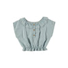Ruffled blue denim blouse By Tocoto Vintage