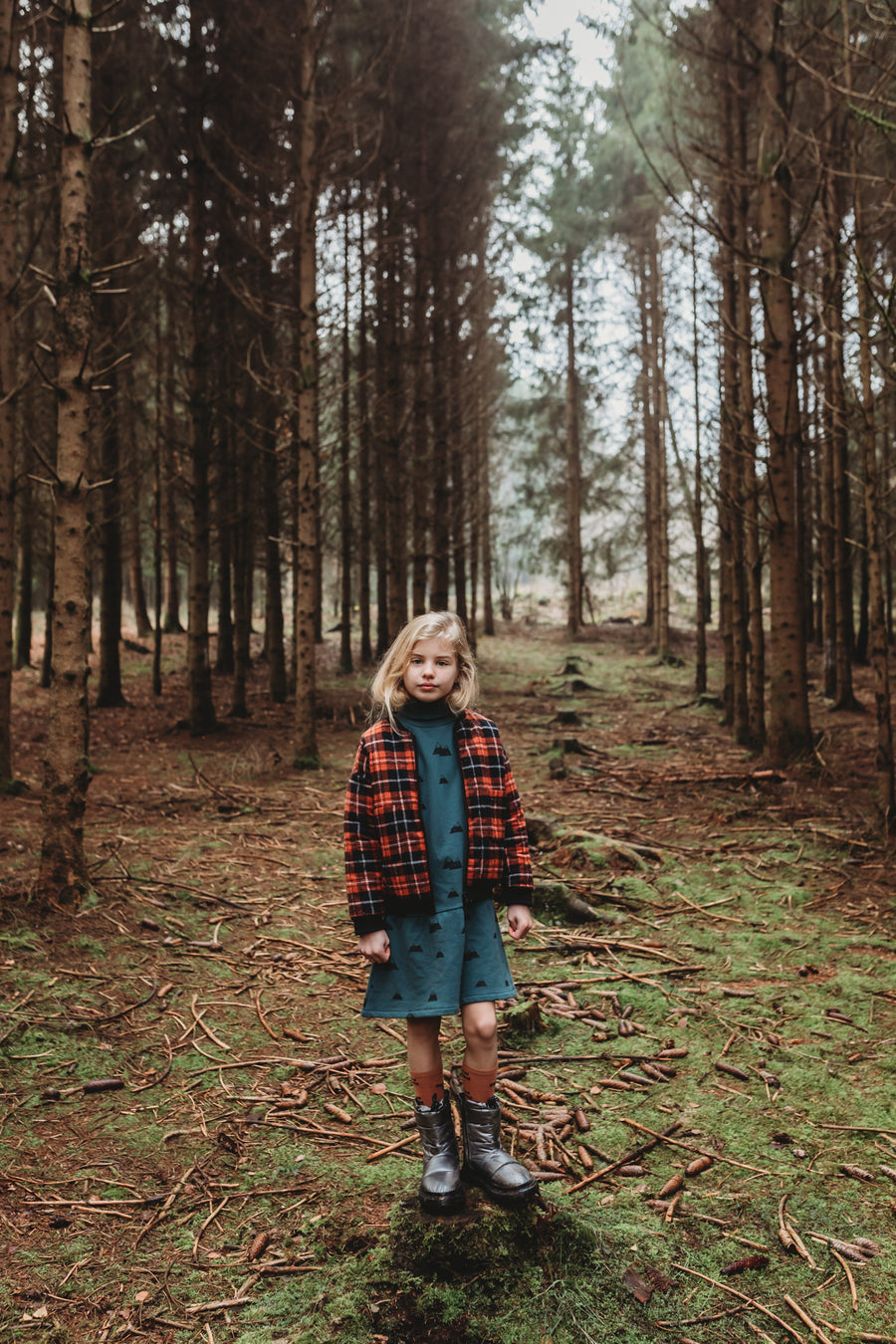 Mountains print turtleneck dress by Sproet & Sprout