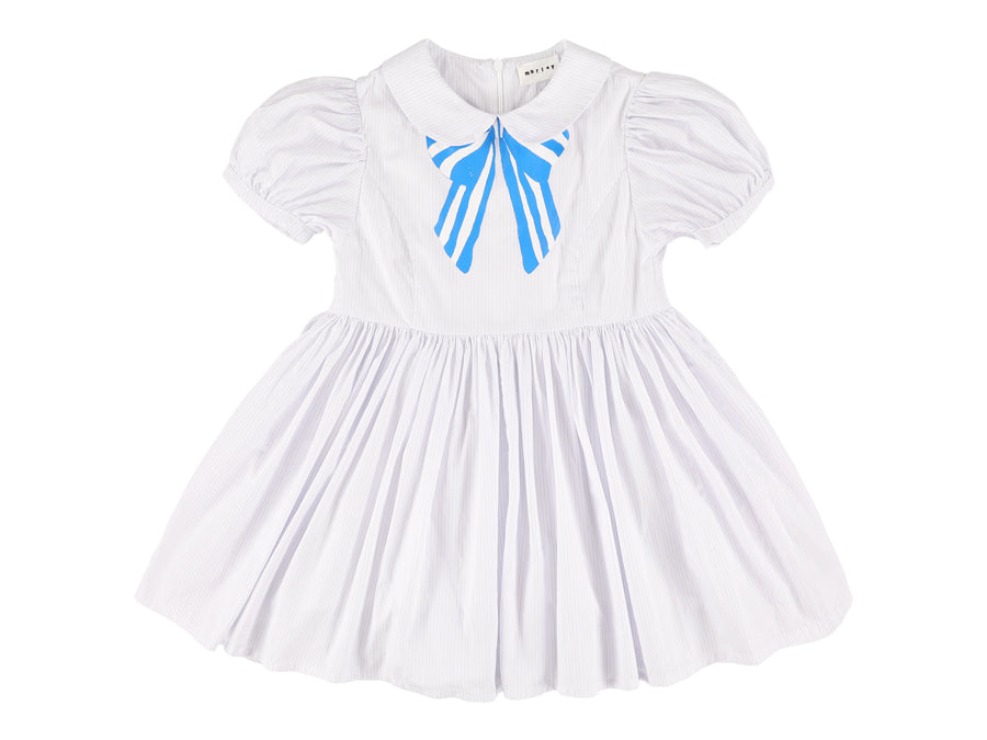 anne klein white and blue stripes bow dress Morley bow collar dress