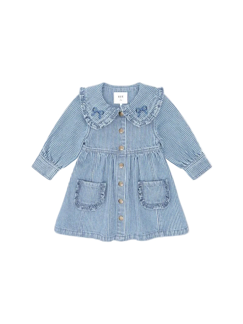 Hux Baby Vintage Bow Collar Denim Dress Hux Baby Vintage Bow Collar Denim Dress