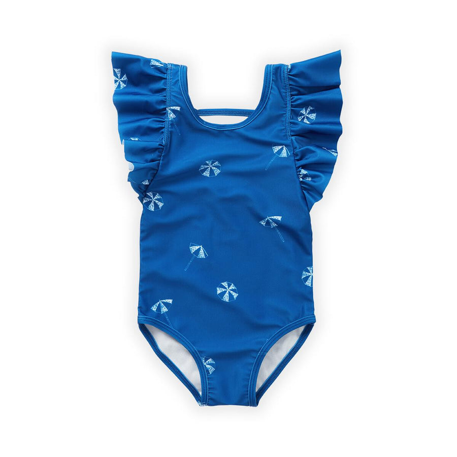 Umbrella print ruffle bathing suit by Sproet & Sprout