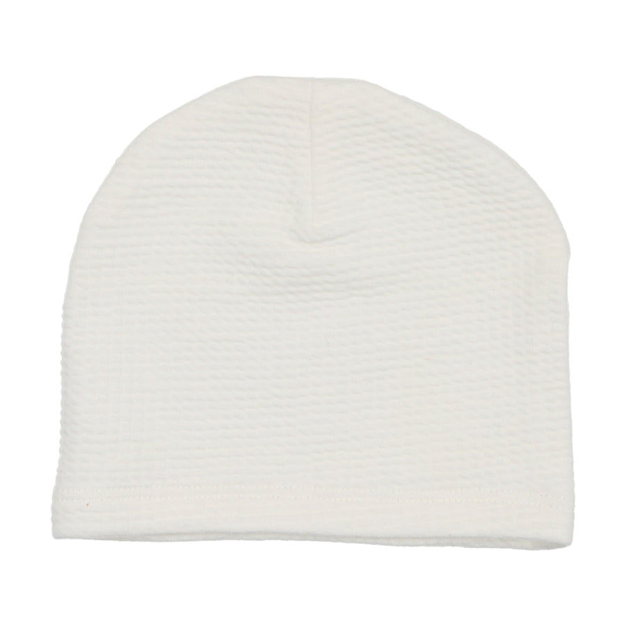 Quilted waffle boys ivory footie + Beanie by Maniere