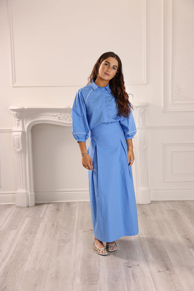 High waist royal blue skirt by Gem
