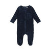 Velour navy footie by Pouf