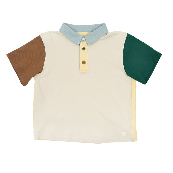 Cream color block polo by JNBY