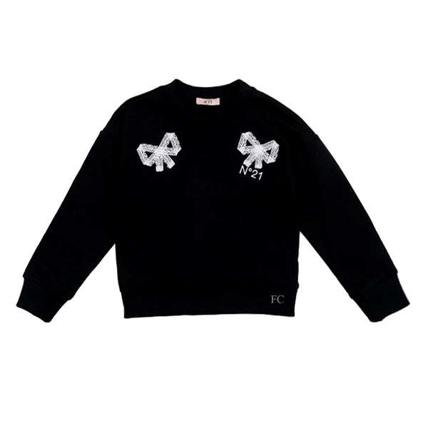 Lace bows black sweatshirt by N21
