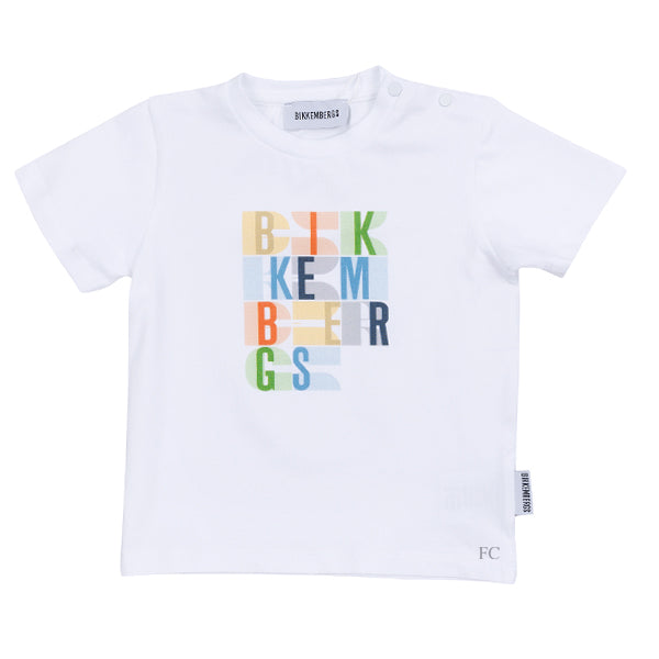 Colored letters white t-shirt by Bikkembergs