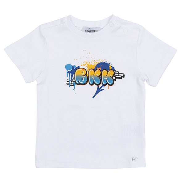 Graffiti print white t-shirt by Bikkembergs