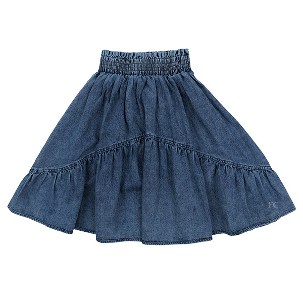 Steph Curved seam chambray skirt