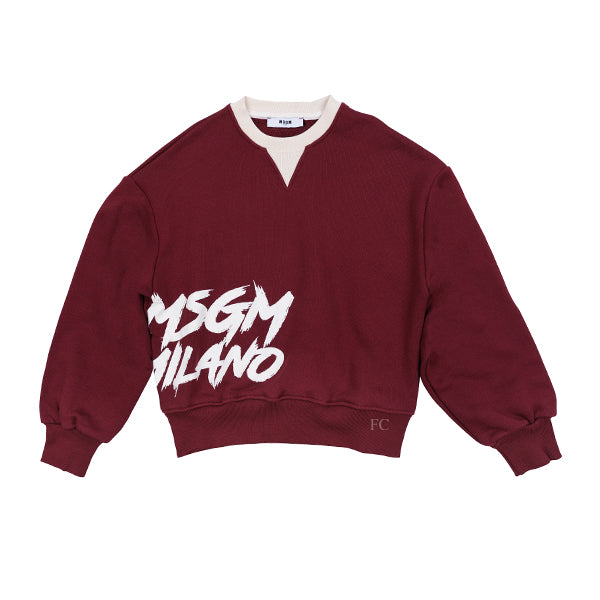 MSGM Diagonal logo merlot sweatshirt