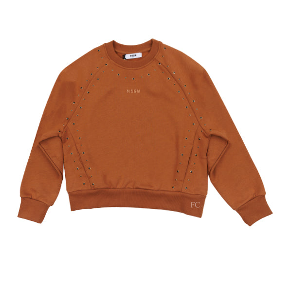 MSGM Studded brown sweatshirt