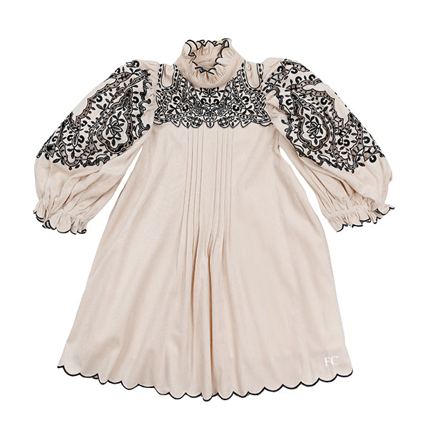 Petite Amalie Cord Embroidered Smock dress