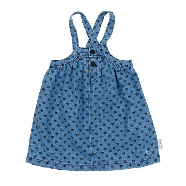 Piupiuchick Heart print denim strap dress