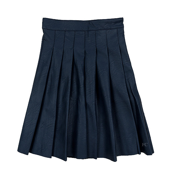 Piccola Ludo Leather pleated blue skirt