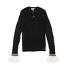 Ruffle sleeve black rib sweater by Twinset