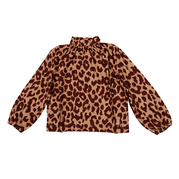 Be For All Ruffle neck leopard blouse