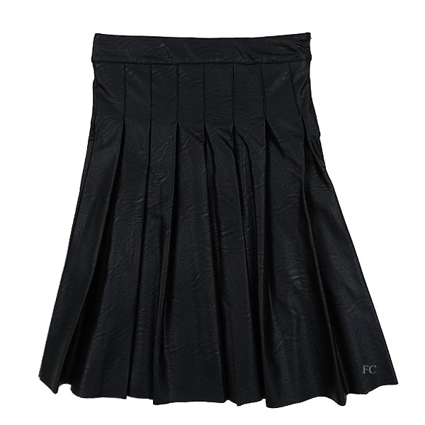 Piccola Ludo Leather pleated black skirt