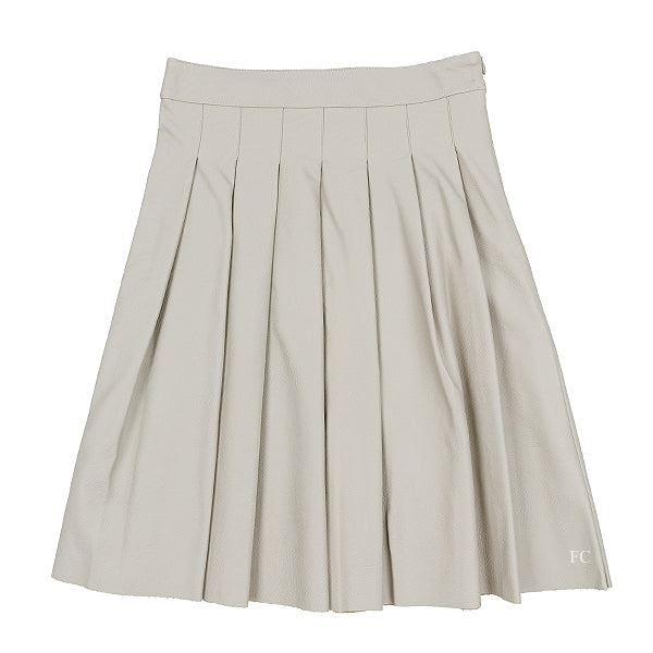 Piccola Ludo Leather pleated cream skirt