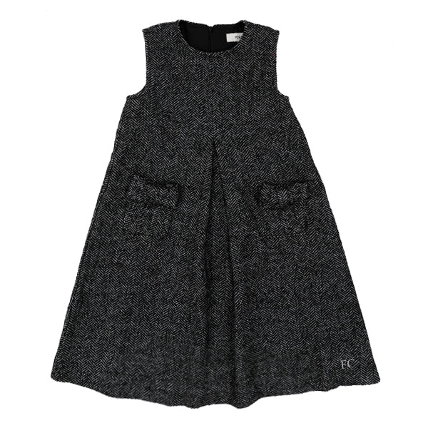 Porter Bow pockets black tweed jumper