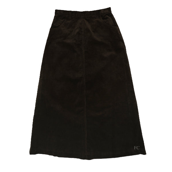 Soir Harlow chocolate midi corduroy skirt