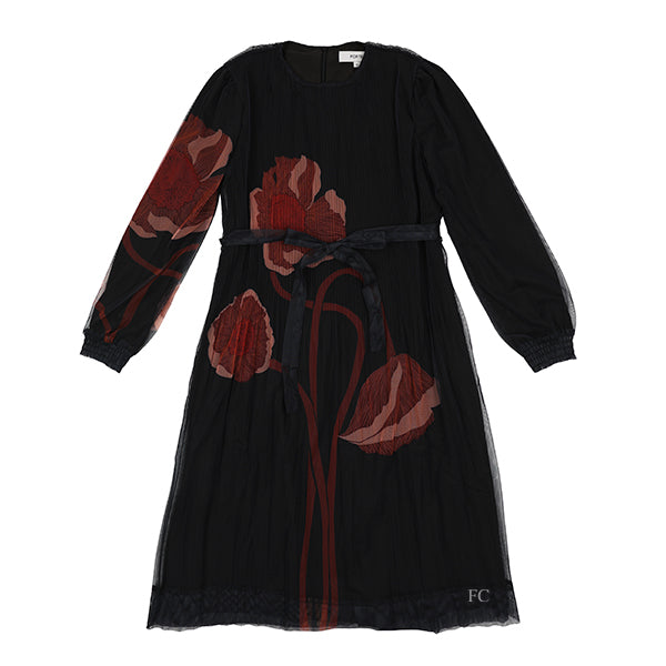 Porter Flower mesh pleated dress