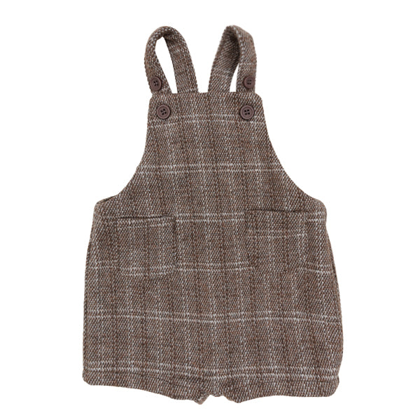 Motu Wade mocha plaid romper overalls
