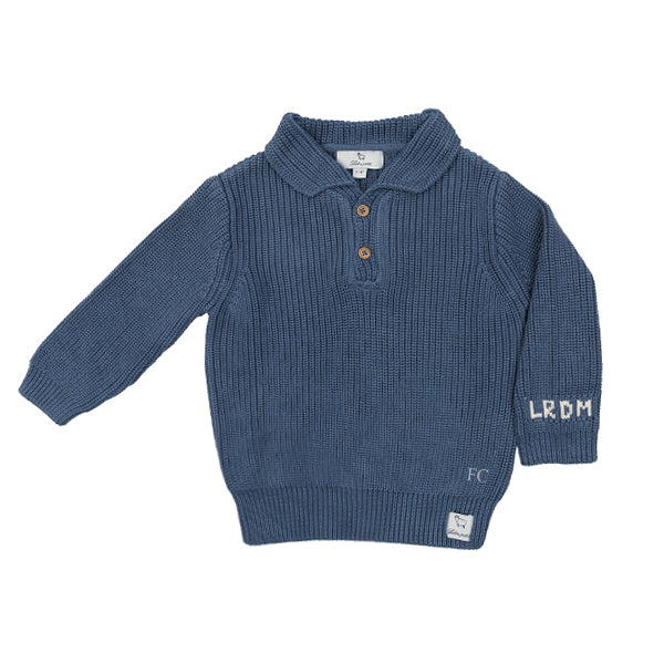 LRDM Leo knit blue polo sweater