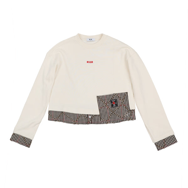 MSGM Gingham cream sweatshirt