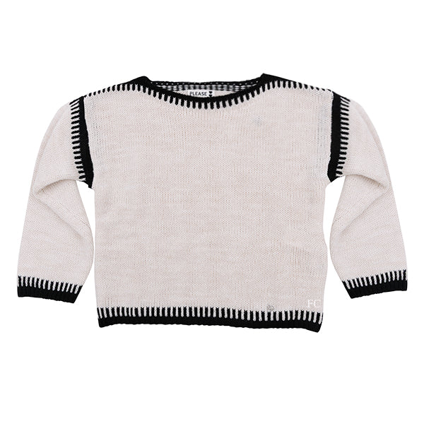 Please Stitch black trim sweater