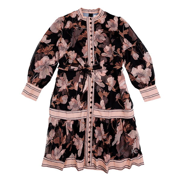Porter Peach chiffon floral printed dress