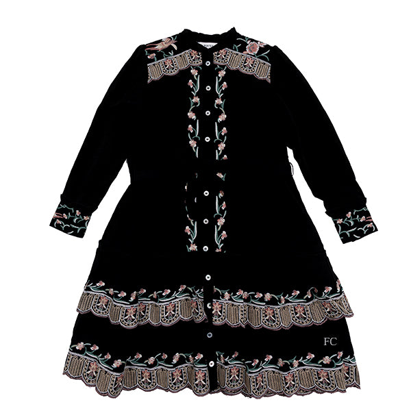 Porter Pastel embroidery button down dress
