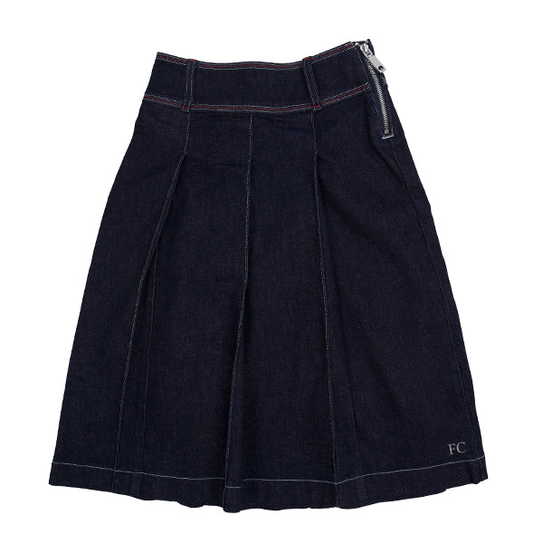 Max & Co Wide pleat dark denim skirt