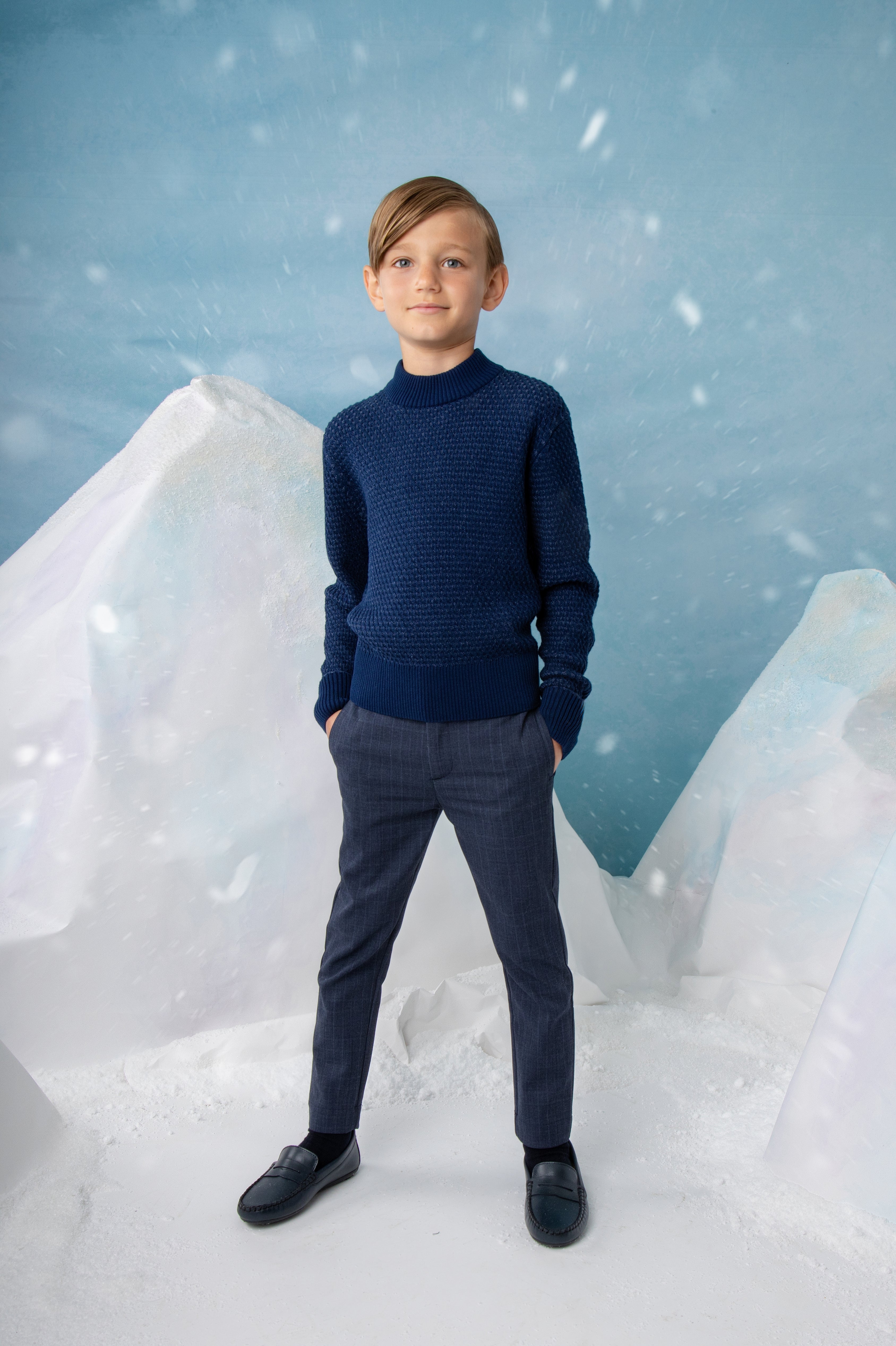 Noma Textured blue crew neck knit