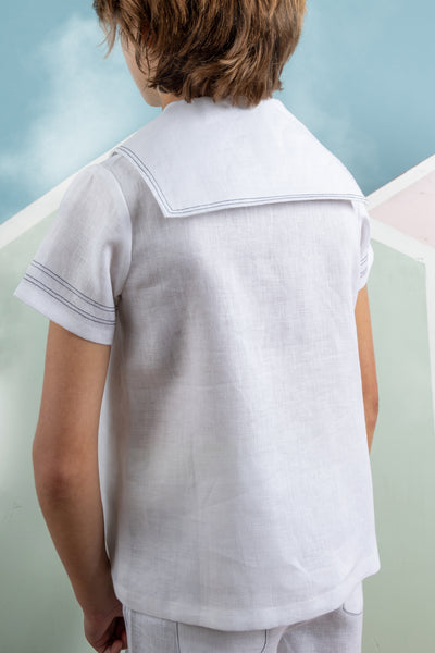 Sailor collar white shirt set by Belati
